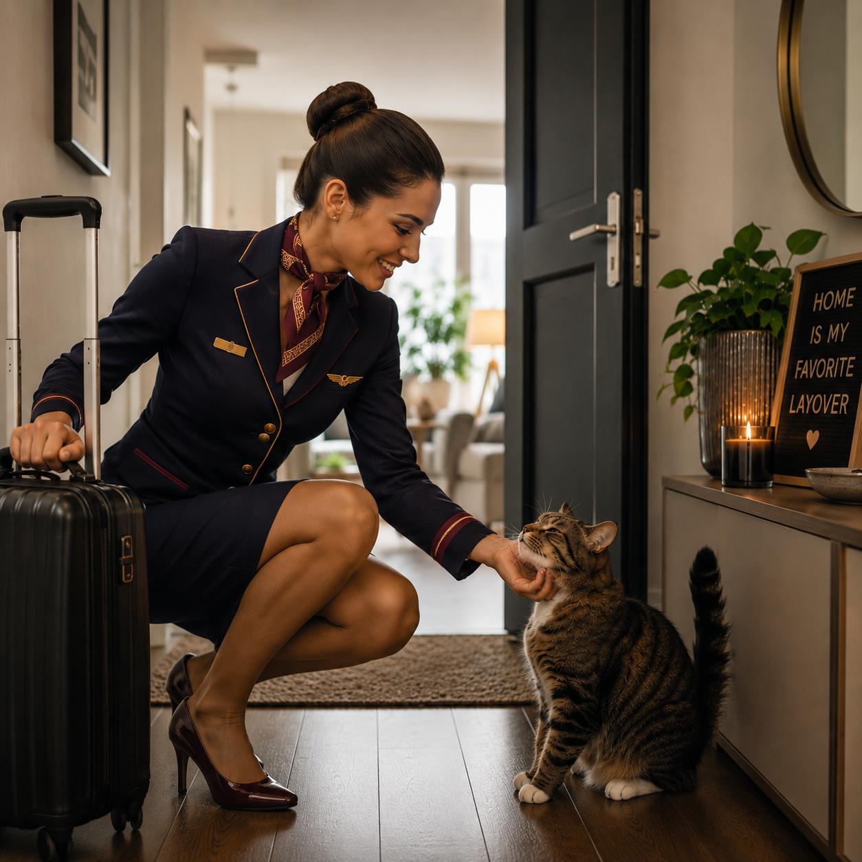 Crew member at home