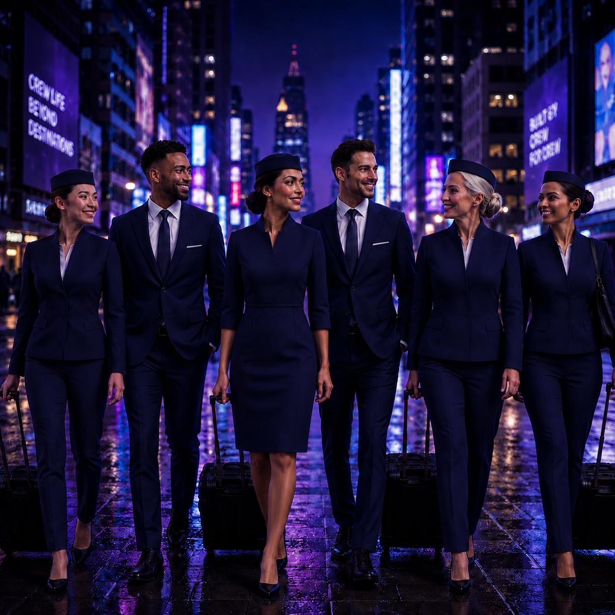 Crewnify crew walking a night street